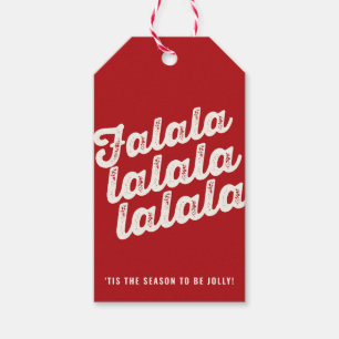 Étiquettes-cadeau Fun Falalalala Bold Script Sur Rouge Moderne Vacan