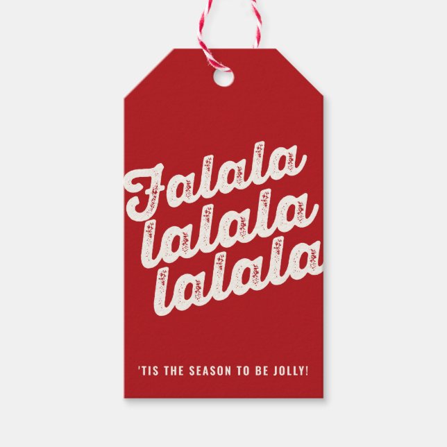Étiquettes-cadeau Fun Falalalala Bold Script Sur Rouge Moderne Vacan (Devant)