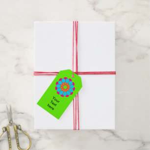 Étiquettes-cadeau Funky Flower Power Bloom III + votre texte