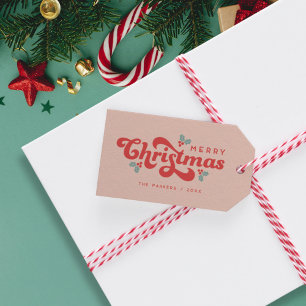 Étiquettes-cadeau Funky Retro les années 70 Holly Jolly Christmas