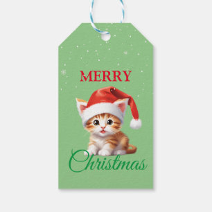 Étiquettes-cadeau Funny animaux Safari Chat Père Noël Costume de Noë