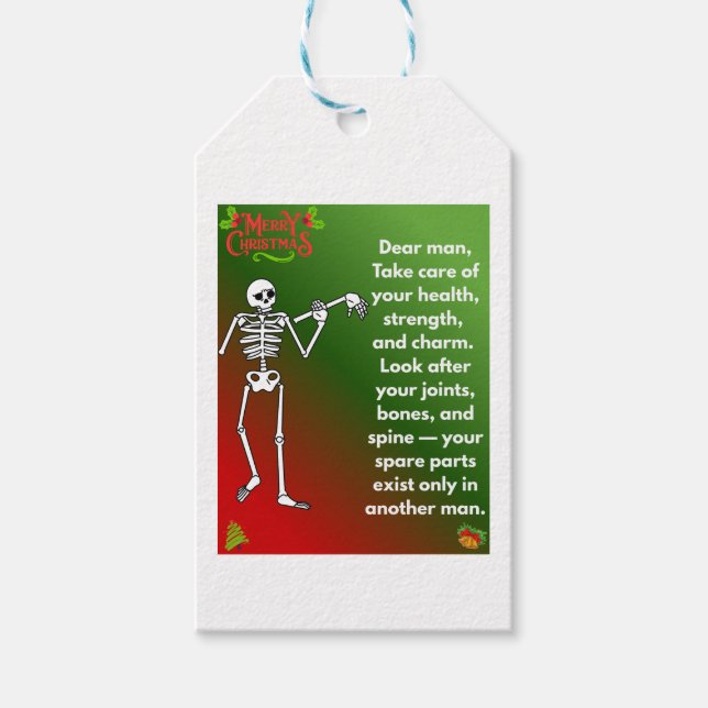 Étiquettes-cadeau Funny Christmas Skeleton Wishes for man (Devant)
