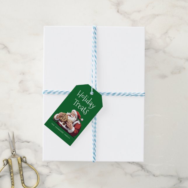 Étiquettes-cadeau Funny Père Noël Festive Cookie Holiday (Avec de laficelle)