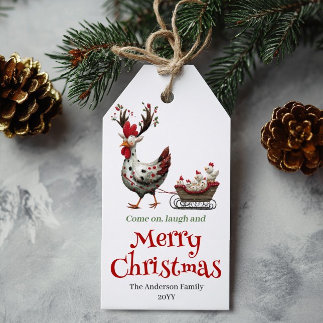 Étiquettes-cadeau Funny Quirky Chickens Holiday Tag Personalized (Funny Quirky Chickens Holiday Tag Personalized)