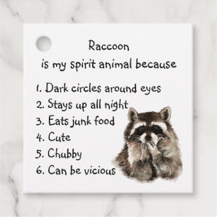 Étiquettes Cadeau Funny Raccoon Spirit Humour animal