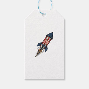 Étiquettes-cadeau Fusée Patriot 4 juillet Conception de feux d'artif