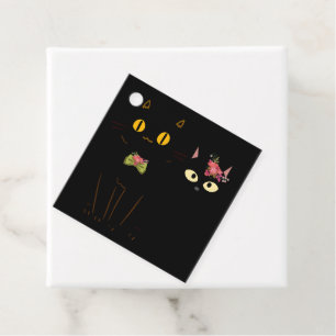 Étiquettes Cadeau Fussy Black Cats Yellow eyes