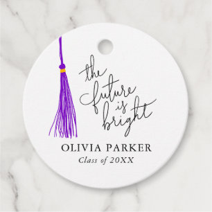 Étiquettes Cadeau Futur est Bright Purple Tassel Grad Party