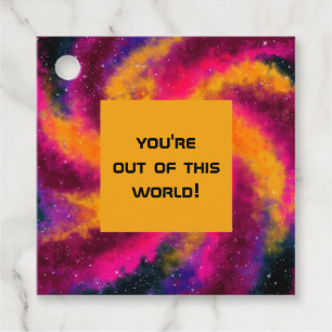 Étiquettes Cadeau Galaxie brillante "Vous êtes hors de ce monde"