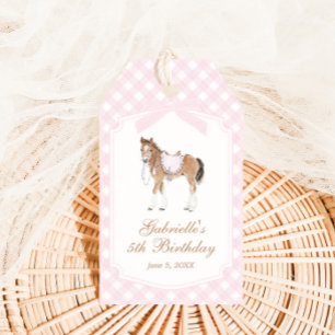 Étiquettes-cadeau Galoppez les filles Cheval Rose Anniversaire