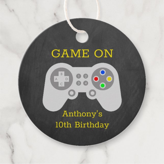 Étiquettes Cadeau Gamer moderne N'importe quel âge fête d'anniversai (Devant)