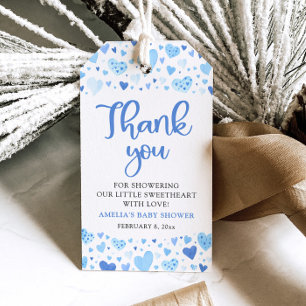 Étiquettes-cadeau Garçon Bleu Douce Petite Amour Fête Prénatale de B