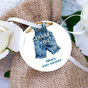 Étiquettes Cadeau Garçon en Jean Bleu Baby Shower Remerciements West
