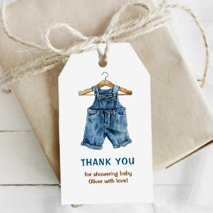 Étiquettes-cadeau Garçon en Jean Bleu Occidental Remerciement pour B