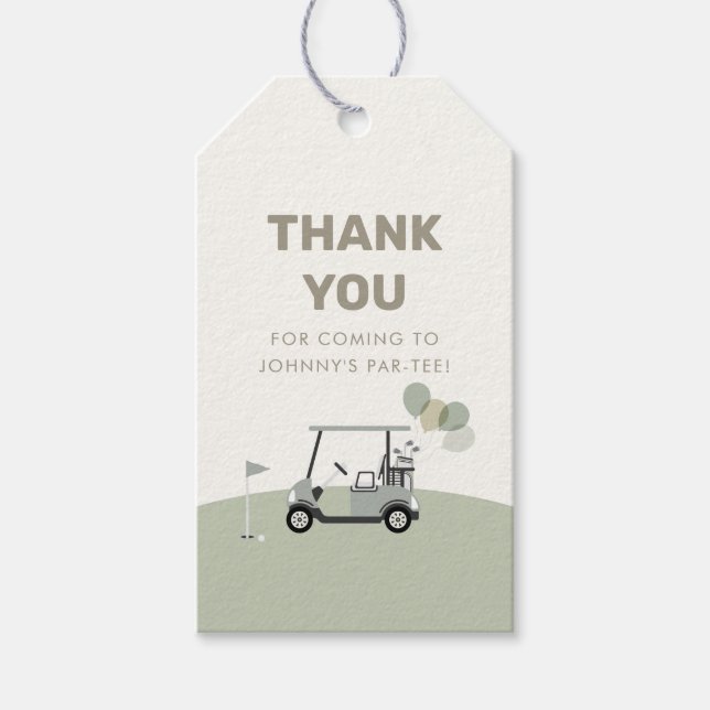 Étiquettes-cadeau Garçon' Green Hole-In-One Golf 1er Anniversaire (Devant)