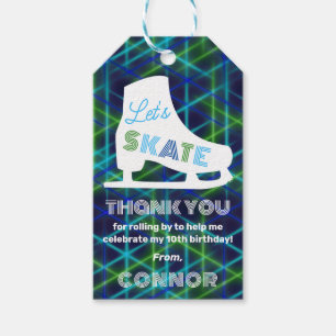 Étiquettes-cadeau Garçons Patinage sur glace Anniversaire Neon