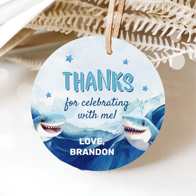 Étiquettes Cadeau Garçons sous l'océan marin requin 5e anniversaire (Créateur téléchargé)