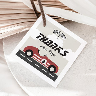 Étiquettes Cadeau Garçons Vintage Red Race Car fête d'anniversaire
