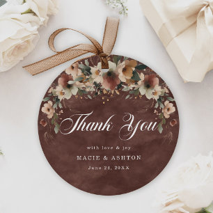 Étiquettes Cadeau Garnet Rustique Boho Floral Frontière Mariage Merc