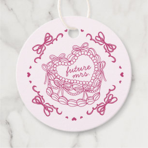 Étiquettes Cadeau Gâteau Coquette Rétro Cœur Rose Ruban Lancement Ma