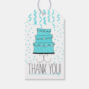Étiquettes-cadeau Gâteau d'anniversaire bleu oeuf d'Aqua ou de Robi