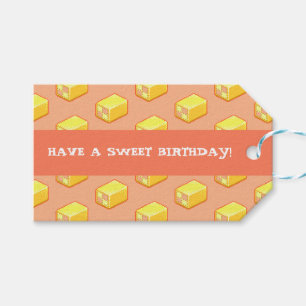 Étiquettes-cadeau Gâteau de Battenberg Joyeux Anniversaire ! Motif d