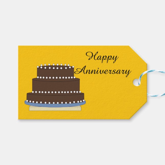 Étiquettes-cadeau Gâteau de l'anniversaire du chocolat Fudge (Devant (Horizontal))
