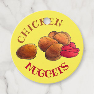 Étiquettes Cadeau Gâteaux de poulet avec Ketchup Junk Food Foody