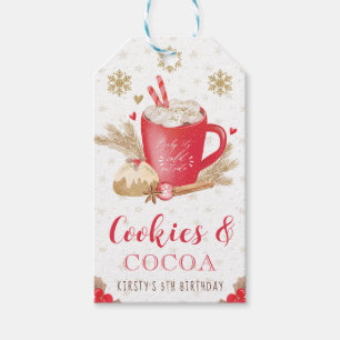 Étiquettes-cadeau Gâteaux d'hiver rouges et Anniversaire au cacao