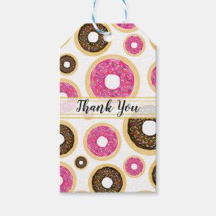 Étiquettes-cadeau Gâteaux Donuts Rose & Marron Modernes Fête d'Anniv