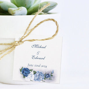 Étiquettes Cadeau Gay Grooms Regency Roses bleus