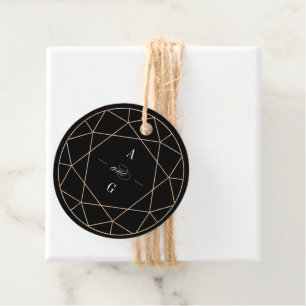 Étiquettes Cadeau Gem diamant rond Géométrique Monogramme Chic Maria
