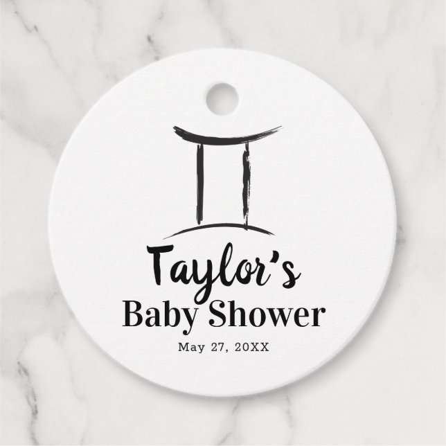Étiquettes Cadeau GEMINI Twins Astrologie Zodiac Sign Baby shower (Devant)