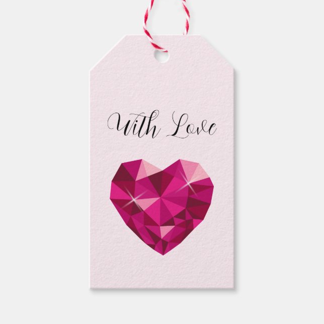 Étiquettes-cadeau Gemme de cœur avec amour (Devant)