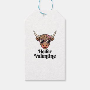 Étiquettes-cadeau Génisse Valentine Highland Cow Design Vintage_1
