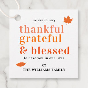 Étiquettes Cadeau Gentille Merci Grateful Thanksgiving Treat