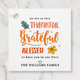 Étiquettes Cadeau Gentille Merci Grateful Thanksgiving Treat