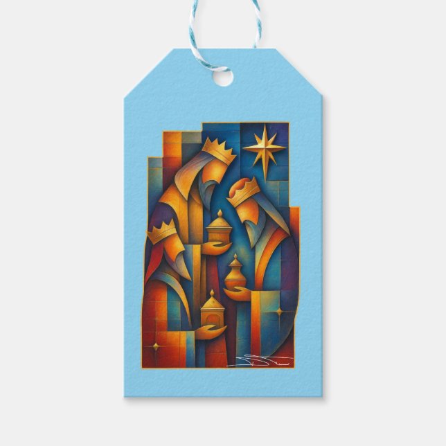 Étiquettes-cadeau Geometric Magi - Three Wise Men Christmas Star Art (Devant)