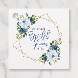 Étiquettes Cadeau Géométrique Bleu Poussiéreux Or Fleur Mariage