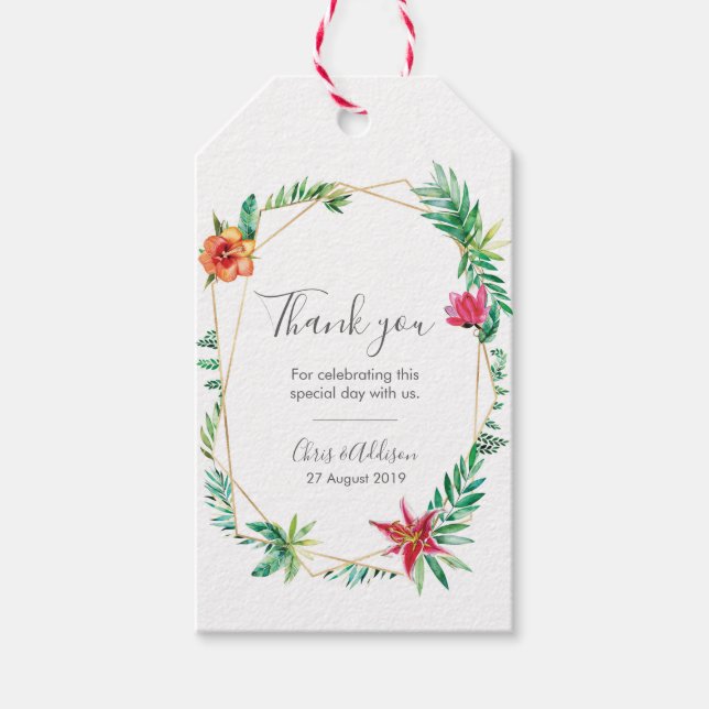 Étiquettes-cadeau Géométrique tropicale merci pour les balises (Devant)