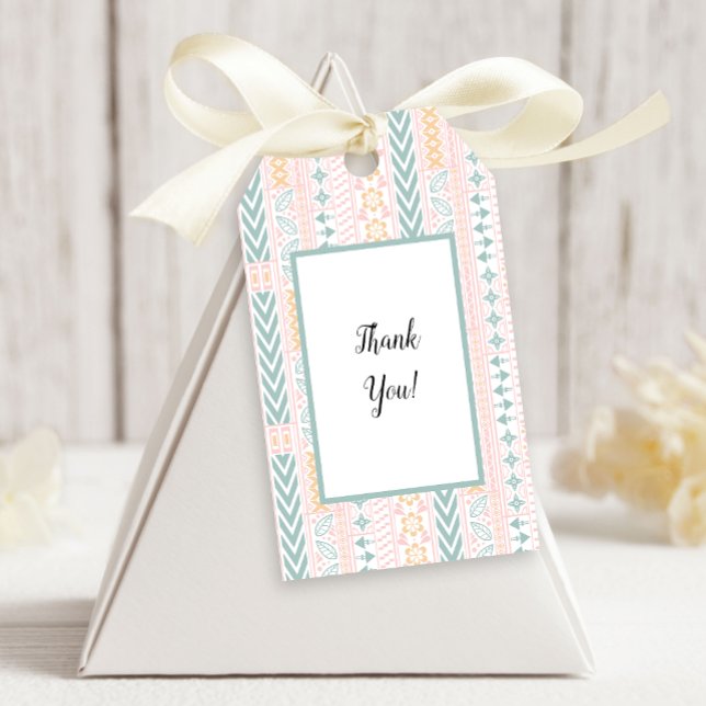 Étiquettes-cadeau Géométrique verte et pêche (Créateur téléchargé)