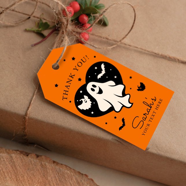Étiquettes-cadeau Ghost Halloween mignon Avec Coeur Et Chat (Créateur téléchargé)
