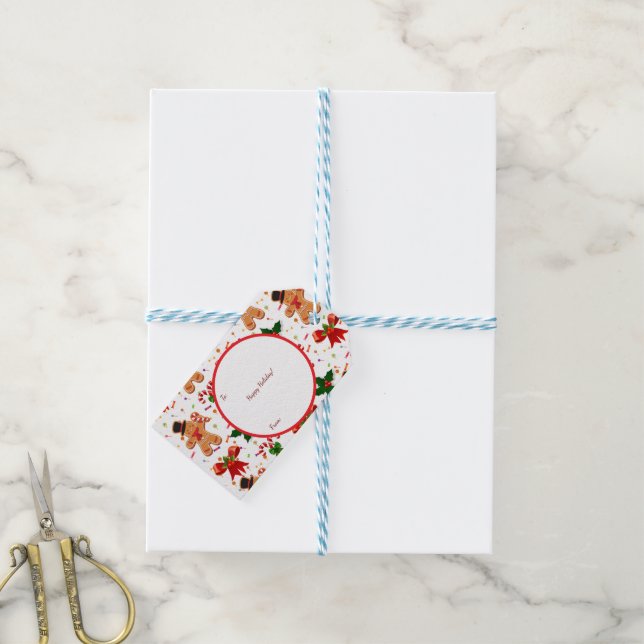 Étiquettes-cadeau Gingerbread Christmas Candy Ribbon (With Twine)