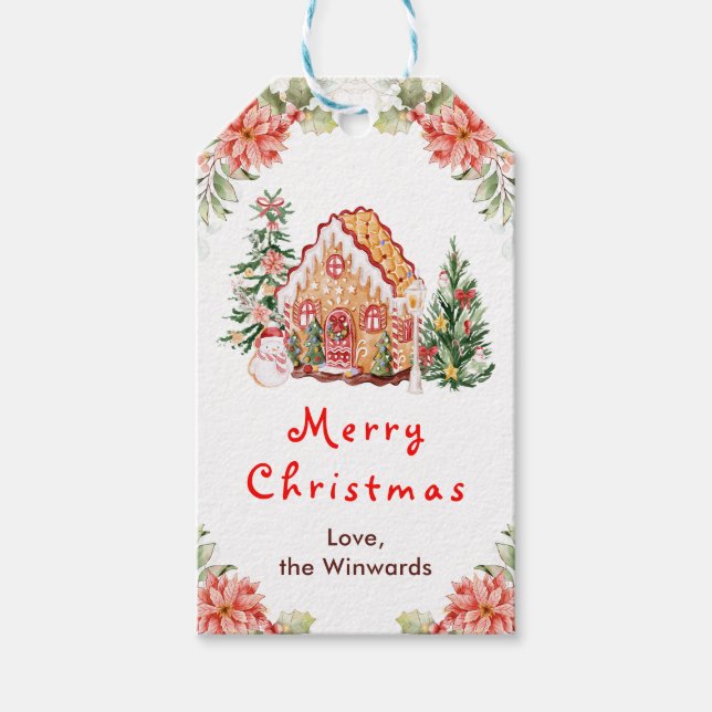 Étiquettes-cadeau Gingerbread House Red Merry Christmas (Devant)