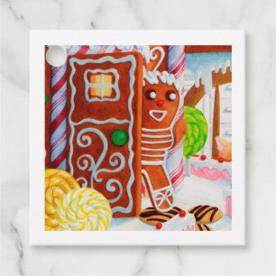 Étiquettes Cadeau GINGERBREAD MAN Carré Tags cadeaux