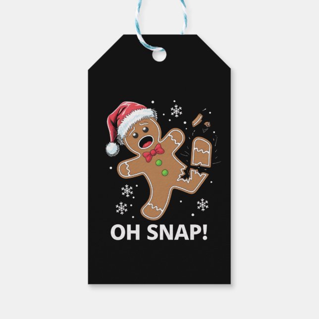 Étiquettes-cadeau Gingerbread Man Oh Snap Christmas Funny Cookie (Dos)