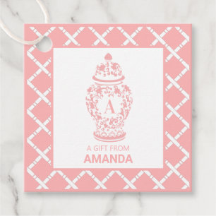 Étiquettes Cadeau GingerJar rose et bambou Monogramme Favoriser