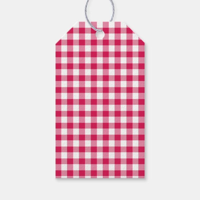 Étiquettes-cadeau Gingham Classique Framboise (Devant)