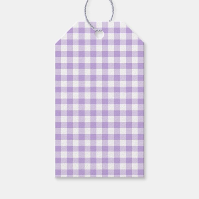 Étiquettes-cadeau Gingham Classique Lavande Douce (Devant)
