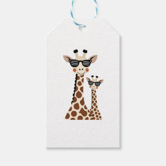 Étiquettes-cadeau Girafe avec Lunettes de Soleil Safari Jungle Anima